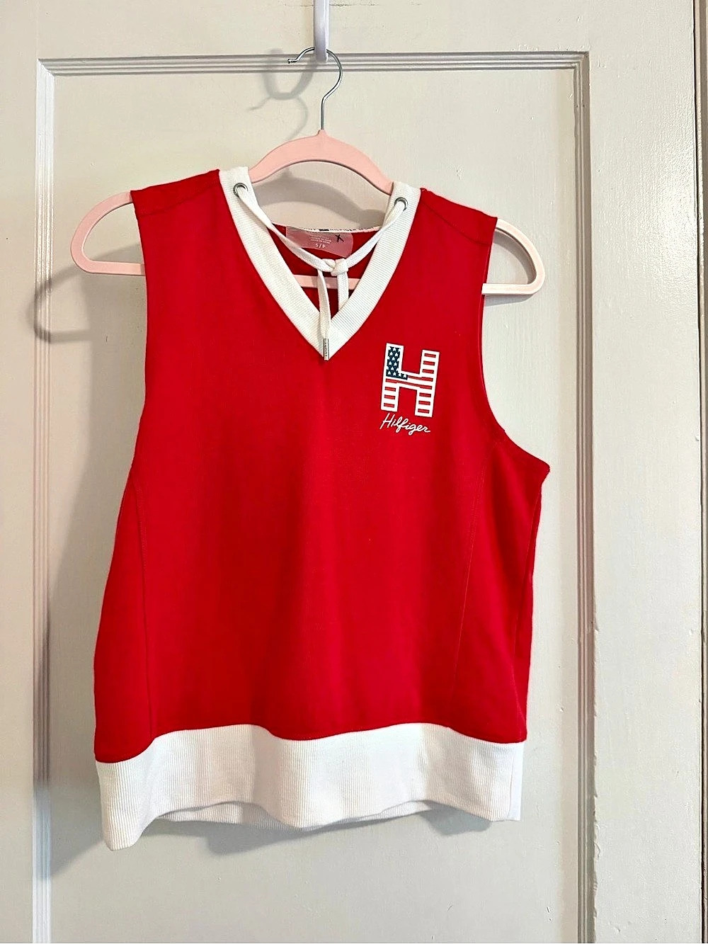 TomTommy Hilfiger Sweater Pullover Hoodie Sleeveless Women Red Sz S